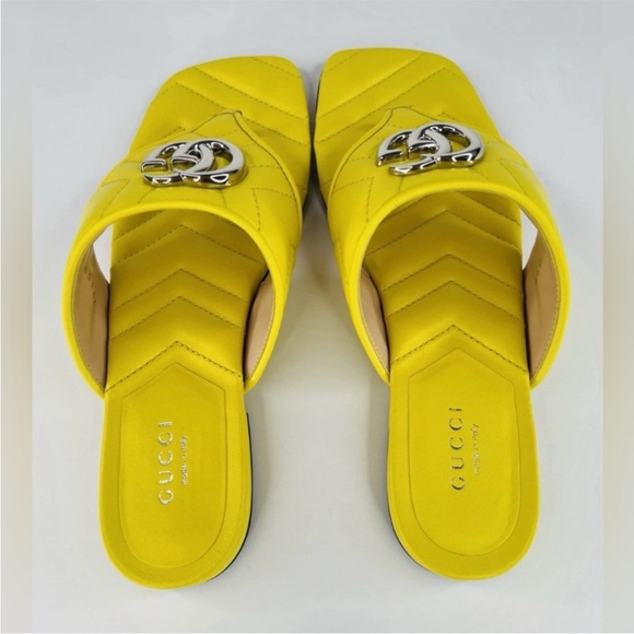 Gucci Yellow Quilted Mules with Silver Accent - Picture 1 of 8